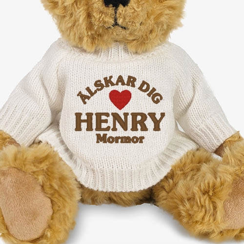 TeddybjÃ¶rn med namn. Personlig nalle med egen text.